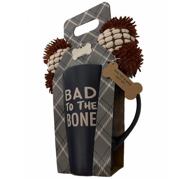 BAD TO THE BONE Doggy Gift Set Coffee Mug ID Tag Dog Toy - Picture 10 of 11
